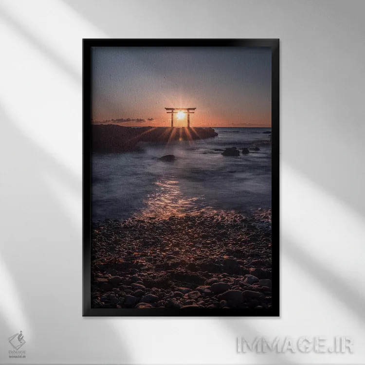 تابلو دکوراتیو توریی ژاپن دو اثر دایسوکه اوئه ماتسو - نمای قابدار مشکی