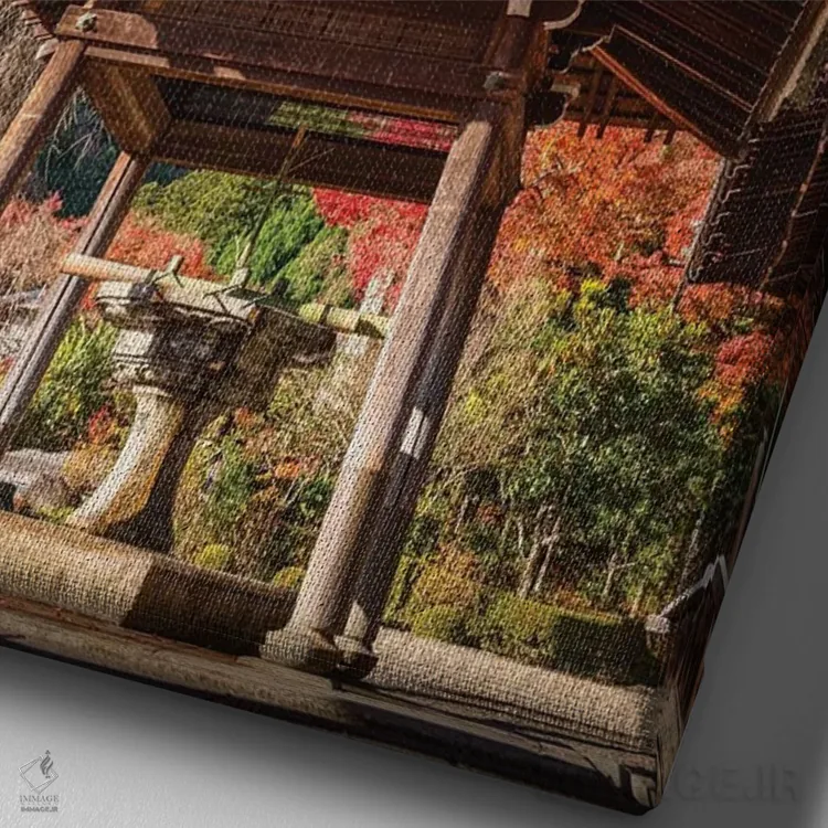 تابلو دکوراتیو پاییز در ژاپن بیستم اثر دایسوکه اوئه ماتسو - نمای نزدیک بافت بوم