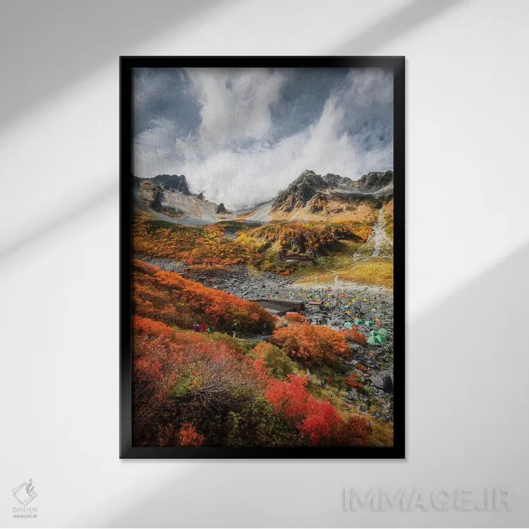 تابلو دکوراتیو پاییز در ژاپن بیست و یکم اثر دایسوکه اوئه ماتسو - نمای قابدار مشکی