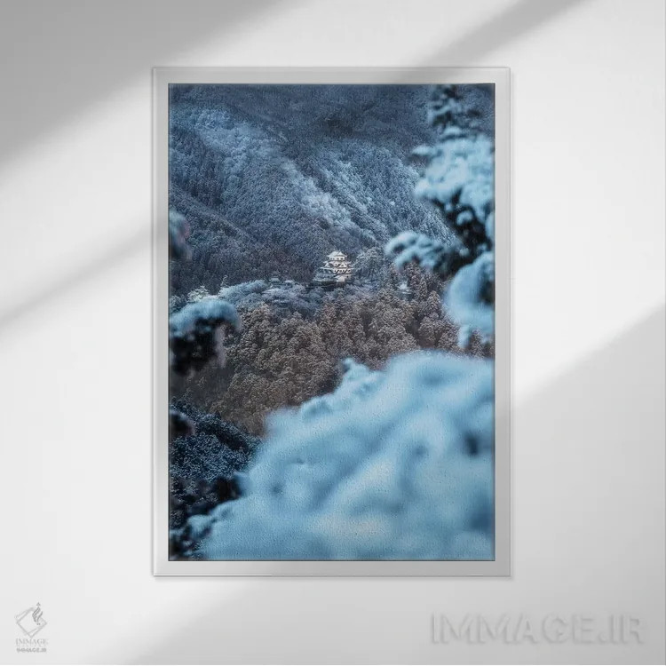 تابلو دکوراتیو زمستان در ژاپن دو اثر دایسوکه اوئه ماتسو - نمای قابدار سفید