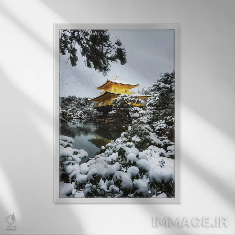 تابلو دکوراتیو زمستان در ژاپن یک اثر دایسوکه اوئه ماتسو - نمای قابدار سفید