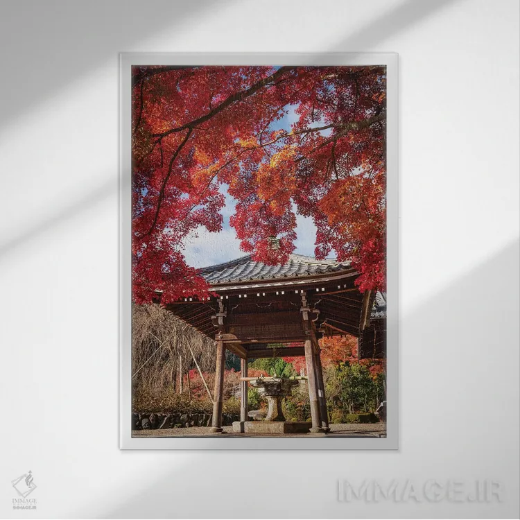 تابلو دکوراتیو پاییز در ژاپن بیستم اثر دایسوکه اوئه ماتسو - نمای قابدار سفید