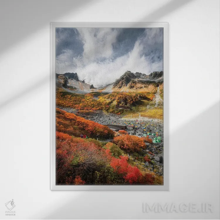 تابلو دکوراتیو پاییز در ژاپن بیست و یکم اثر دایسوکه اوئه ماتسو - نمای قابدار سفید