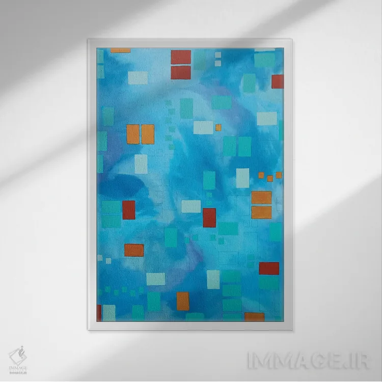 تابلو انتزاعی قطعات متحرک دو اثر آلیشیا دان - نمای قابدار سفید