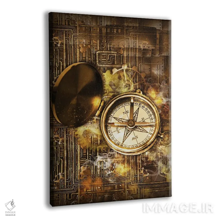 تابلو دکوراتیو قطب نما استیم پانک اثر دورو آرت - نمای پرسپکتیو محصول