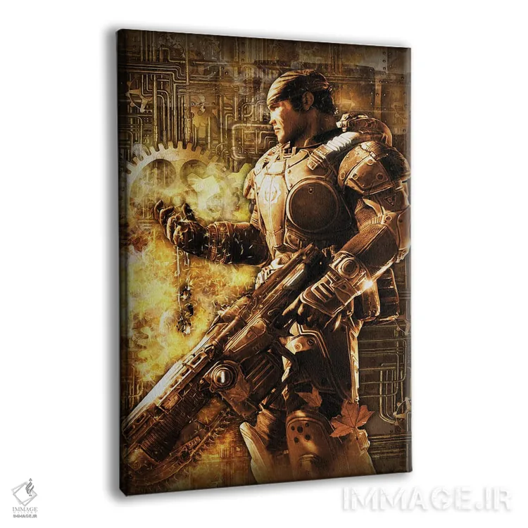 تابلو دکوراتیو چرخ دنده های جنگ استیم پانک اثر دورو آرت - نمای پرسپکتیو محصول