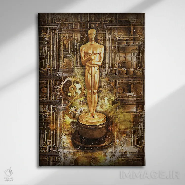 تابلو مینیمال اسکار استیم پانک اثر دورو آرت - نمای روبهرو روی دیوار