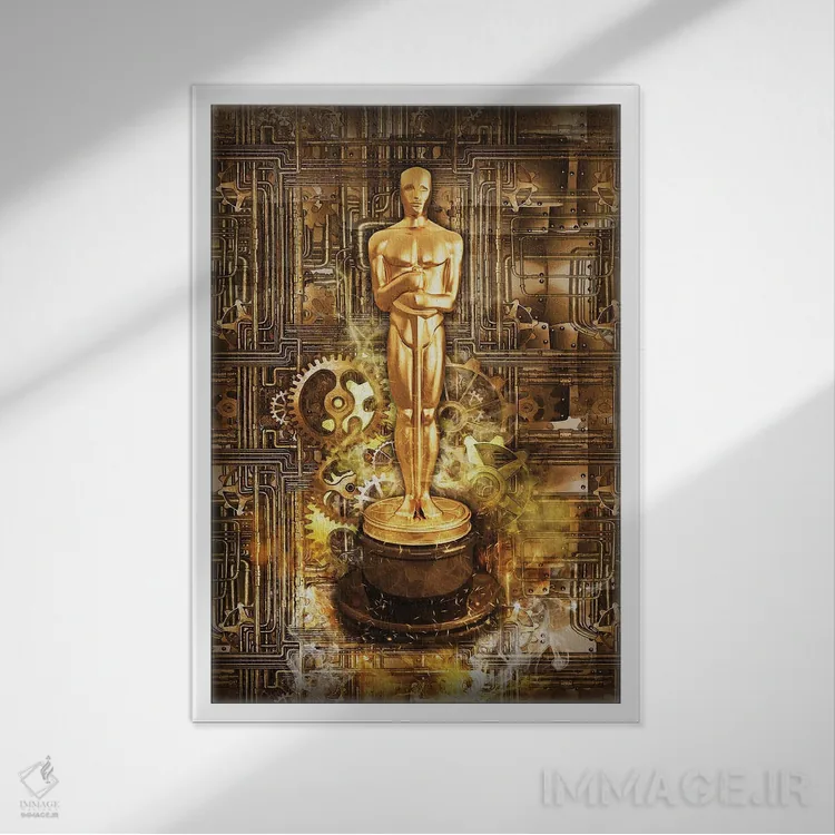 تابلو مینیمال اسکار استیم پانک اثر دورو آرت - نمای قابدار سفید