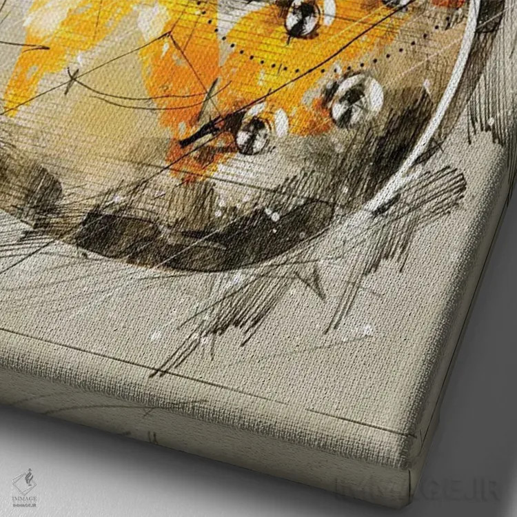 تابلو دکوراتیو طرح گیتار اثر دورو آرت - نمای نزدیک بافت بوم