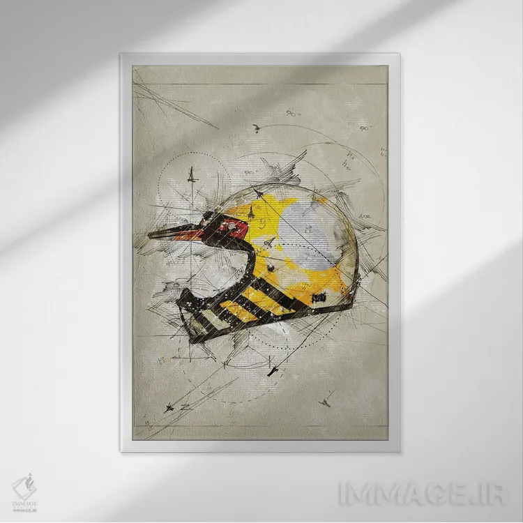 تابلو دکوراتیو طرح کلاه ایمنی اثر دورو آرت - نمای قابدار سفید