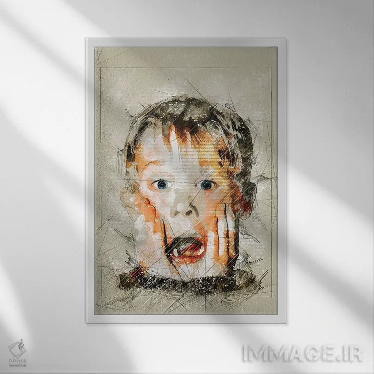 تابلو دکوراتیو طرح کوین اثر دورو آرت - نمای قابدار سفید