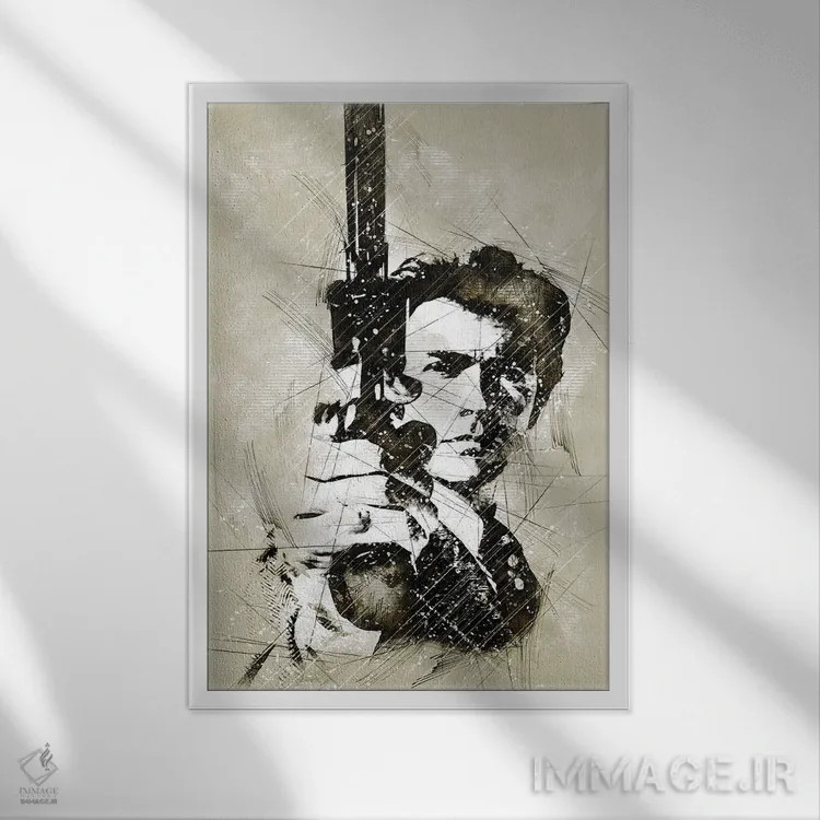 تابلو دکوراتیو طرح کلینت اثر دورو آرت - نمای قابدار سفید