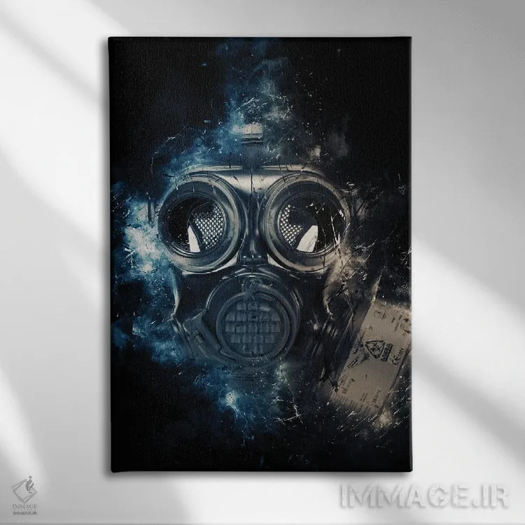 تابلو دکوراتیو ماسک گاز اثر دورو آرت - نمای روبهرو روی دیوار