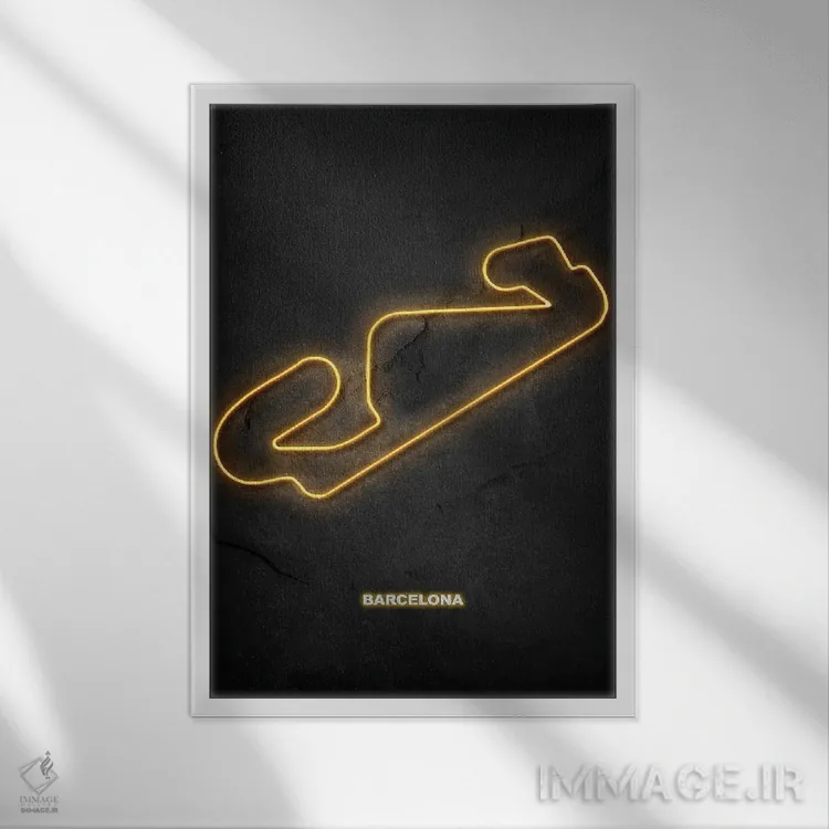 تابلو مینیمال مسیر بارسلونا اثر دورو آرت - نمای قابدار سفید