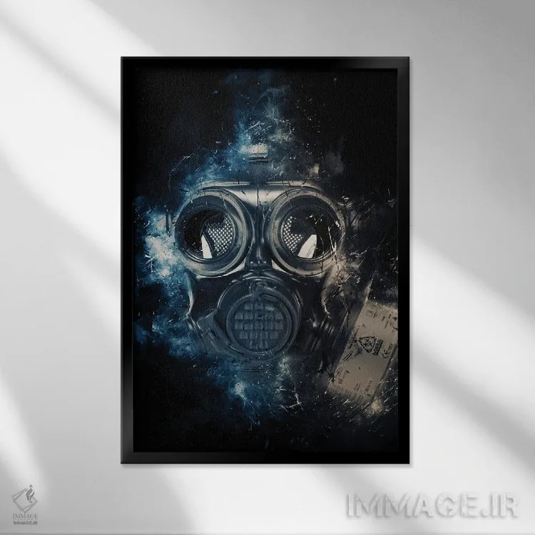 تابلو دکوراتیو ماسک گاز اثر دورو آرت - نمای قابدار مشکی
