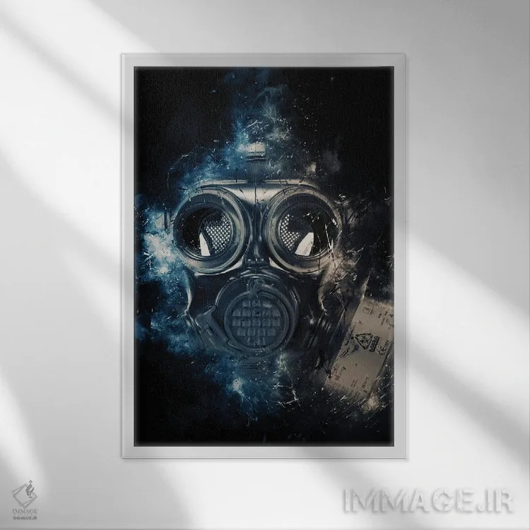 تابلو دکوراتیو ماسک گاز اثر دورو آرت - نمای قابدار سفید