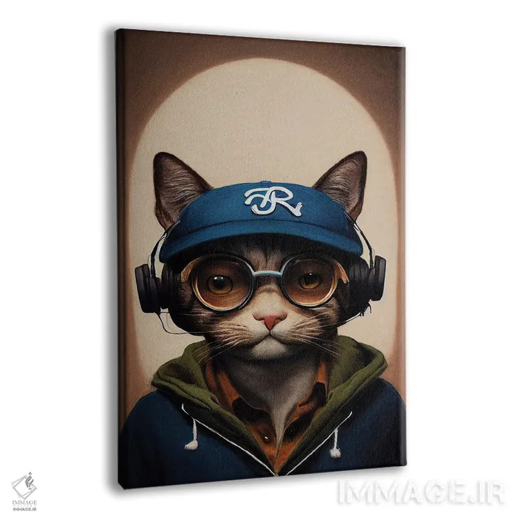 تابلو دکوراتیو گربه هیپستر اثر دورو آرت - نمای پرسپکتیو محصول