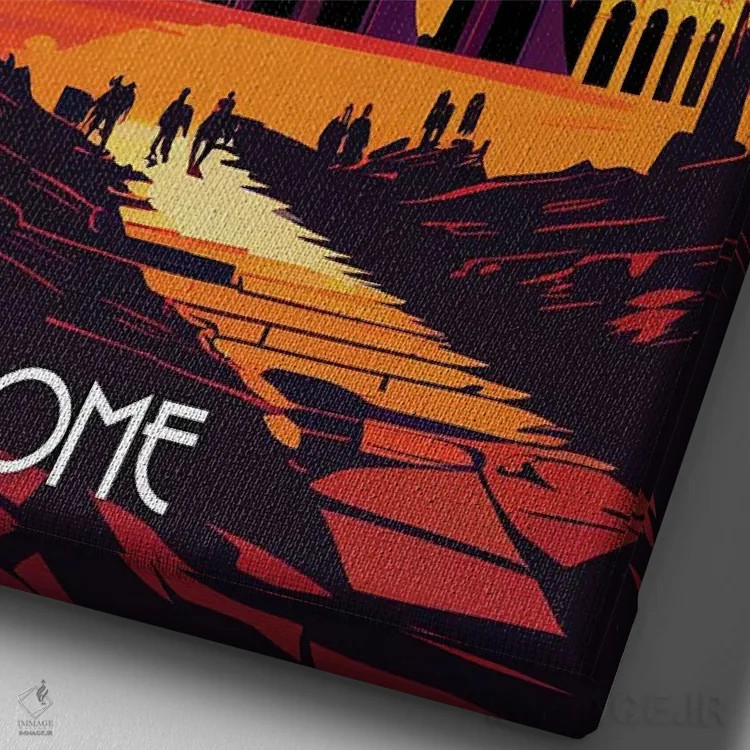 تابلو دکوراتیو شهر رم اثر دورو آرت - نمای نزدیک بافت بوم