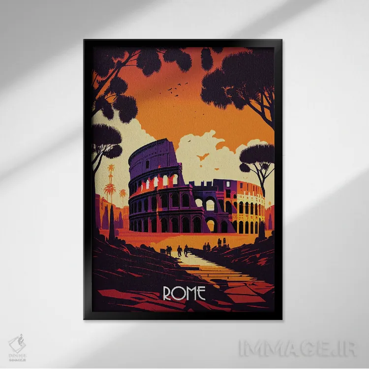 تابلو دکوراتیو شهر رم اثر دورو آرت - نمای قابدار مشکی