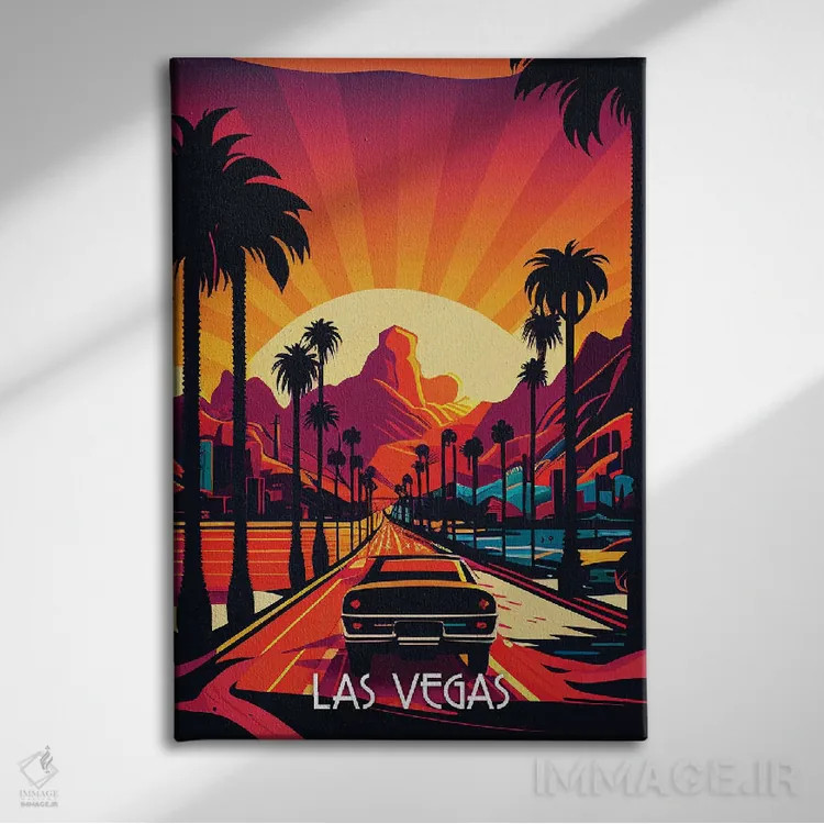 تابلو دکوراتیو شهر لاس وگاس اثر دورو آرت - نمای روبهرو روی دیوار