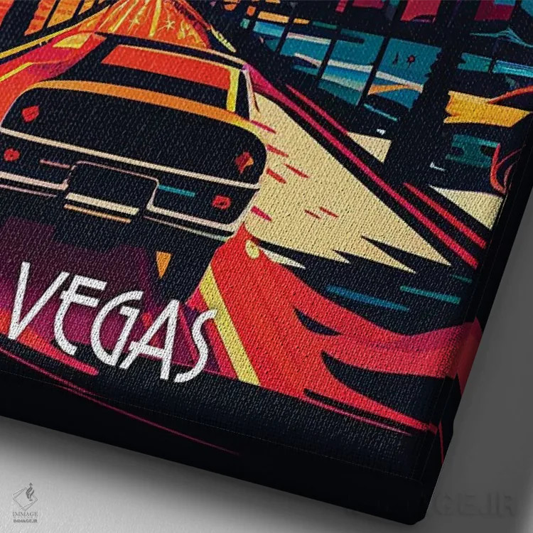 تابلو دکوراتیو شهر لاس وگاس اثر دورو آرت - نمای نزدیک بافت بوم