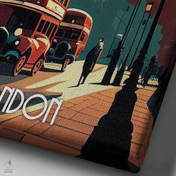 تابلو دکوراتیو شهر لندن اثر دورو آرت - نمای نزدیک بافت بوم