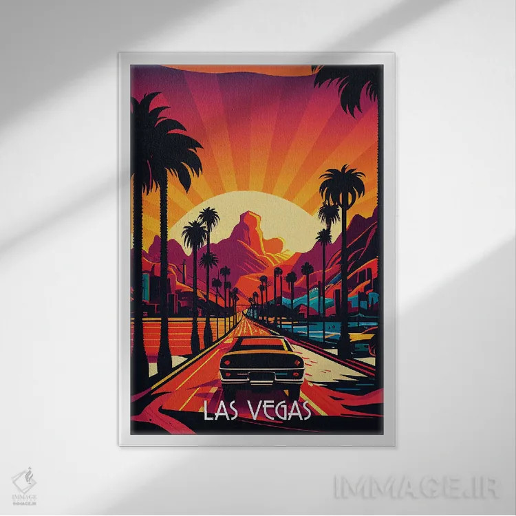 تابلو دکوراتیو شهر لاس وگاس اثر دورو آرت - نمای قابدار سفید