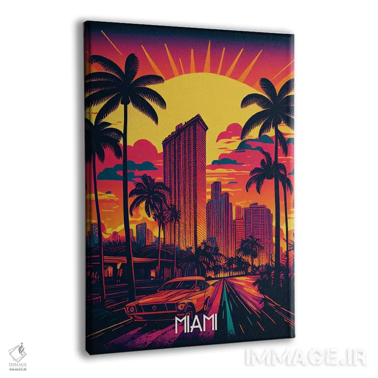 تابلو دکوراتیو شهر میامی اثر دورو آرت - نمای پرسپکتیو محصول