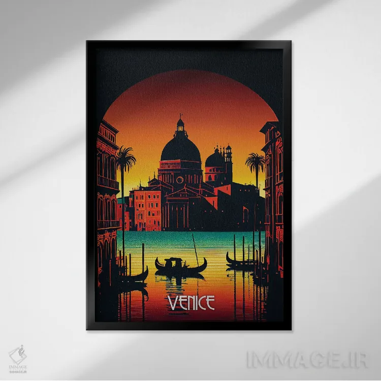 تابلو دکوراتیو شهر ونیز II اثر دورو آرت - نمای قابدار مشکی