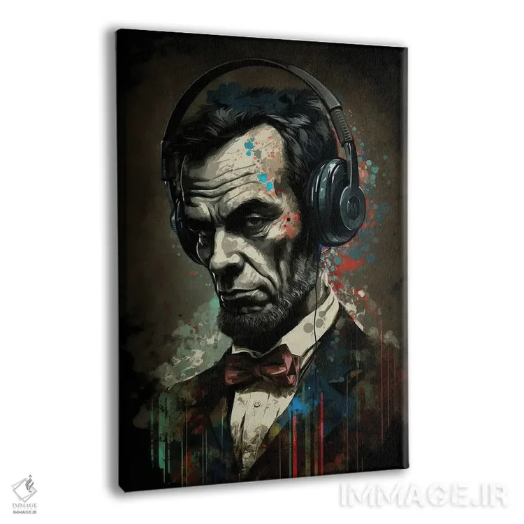 تابلو دکوراتیو لینکلن با هدفون II اثر دورو آرت - نمای پرسپکتیو محصول