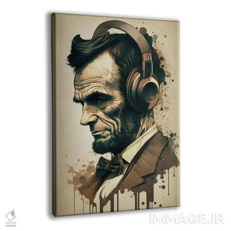 تابلو دکوراتیو لینکلن با هدفون اثر دورو آرت - نمای پرسپکتیو محصول