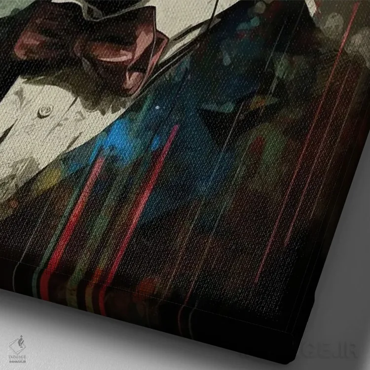 تابلو دکوراتیو لینکلن با هدفون II اثر دورو آرت - نمای نزدیک بافت بوم