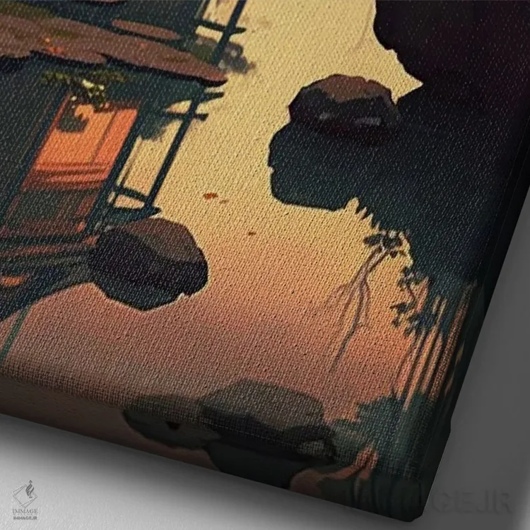 تابلو دکوراتیو باغ ژاپنی III اثر دورو آرت - نمای نزدیک بافت بوم