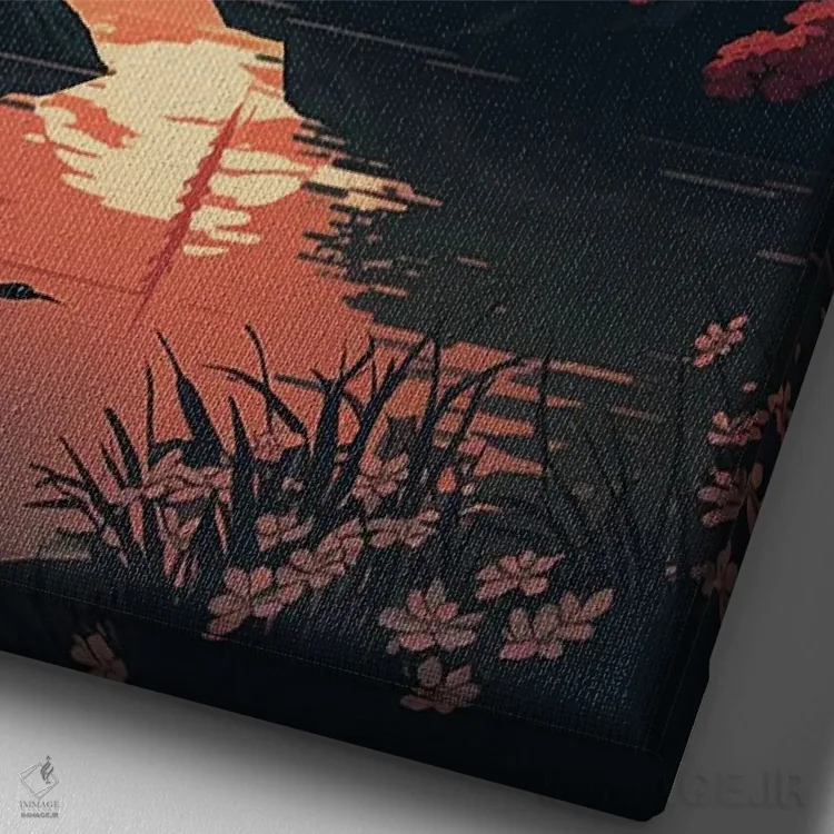 تابلو دکوراتیو باغ ژاپنی II اثر دورو آرت - نمای نزدیک بافت بوم