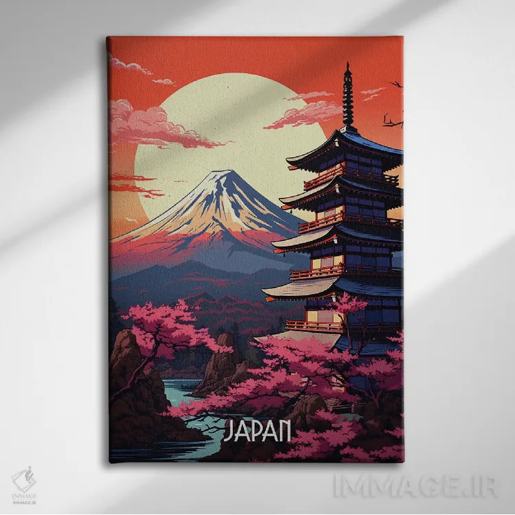 تابلو دکوراتیو هنر فوجی ژاپن اثر دورو آرت - نمای روبهرو روی دیوار