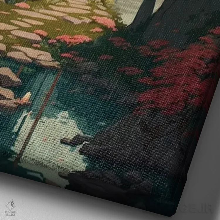 تابلو دکوراتیو باغ ژاپنی IV اثر دورو آرت - نمای نزدیک بافت بوم