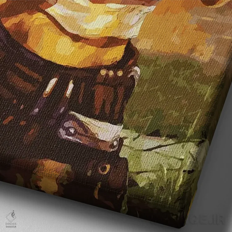 تابلو دکوراتیو موز اثر دورو آرت - نمای نزدیک بافت بوم