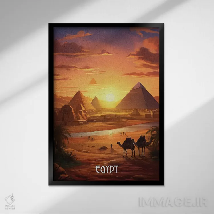 تابلو دکوراتیو هنر مصر اثر دورو آرت - نمای قابدار مشکی