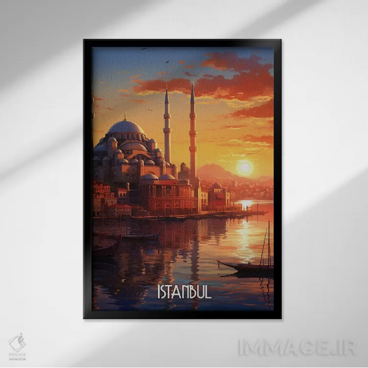 تابلو دکوراتیو هنر شهر استانبول اثر دورو آرت - نمای قابدار مشکی