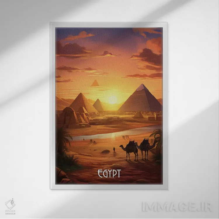 تابلو دکوراتیو هنر مصر اثر دورو آرت - نمای قابدار سفید