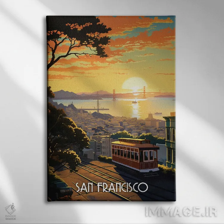 تابلو دکوراتیو هنر شهر سان فرانسیسکو اثر دورو آرت - نمای روبهرو روی دیوار