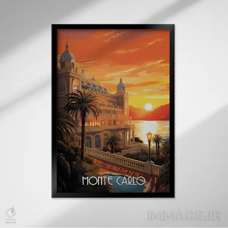 تابلو دکوراتیو هنر شهر مونته کارلو اثر دورو آرت - نمای قابدار مشکی