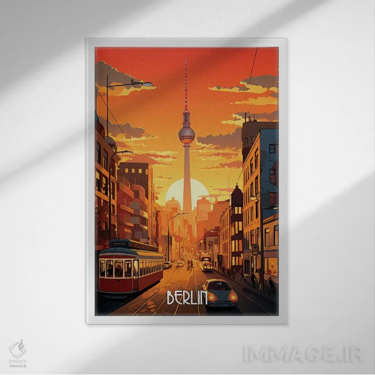 تابلو دکوراتیو هنر شهر برلین اثر دورو آرت - نمای قابدار سفید