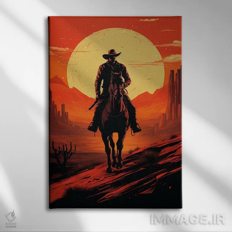 تابلو دکوراتیو سایه روشن کابوی اثر دورو آرت - نمای روبهرو روی دیوار