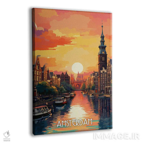 تابلو دکوراتیو شهر آمستردام اثر دورو آرت - نمای پرسپکتیو محصول