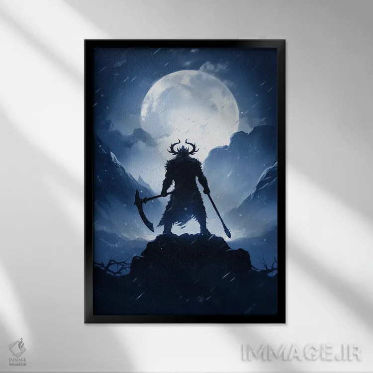 تابلو دکوراتیو سایه روشن وایکینگ III اثر دورو آرت - نمای قابدار مشکی