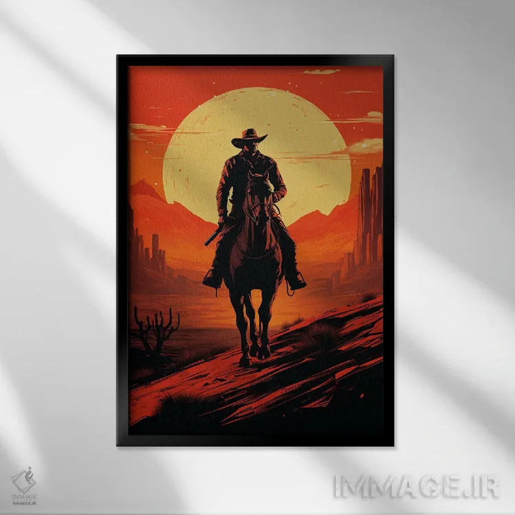 تابلو دکوراتیو سایه روشن کابوی اثر دورو آرت - نمای قابدار مشکی