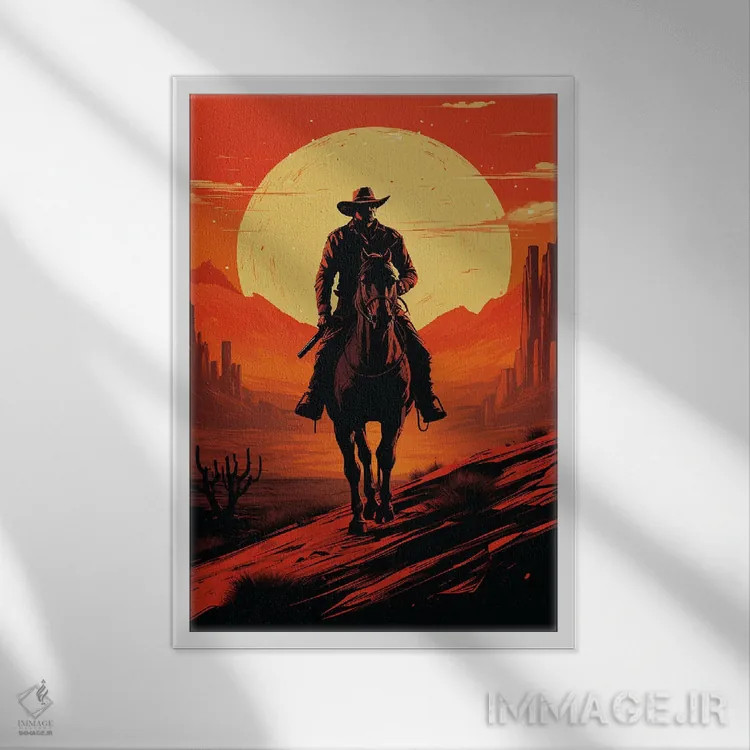 تابلو دکوراتیو سایه روشن کابوی اثر دورو آرت - نمای قابدار سفید