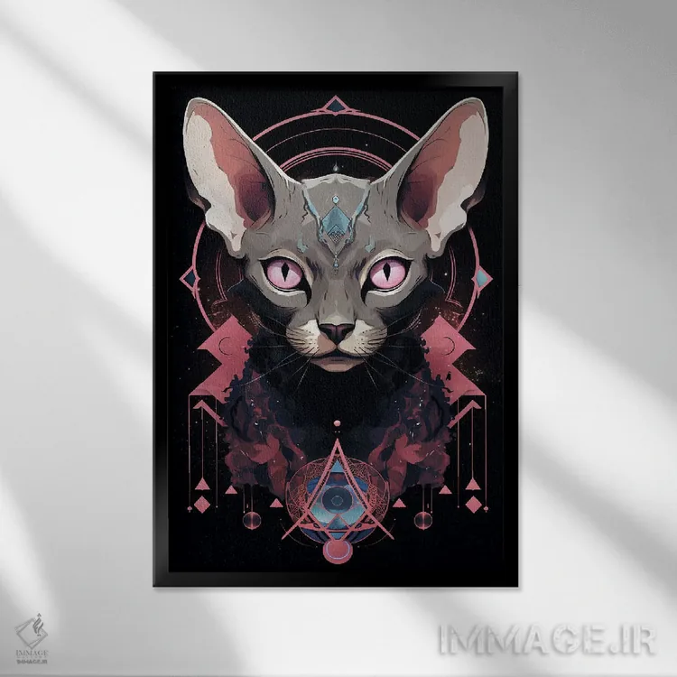 تابلو دکوراتیو گربه فانتزی II اثر دورو آرت - نمای قابدار مشکی