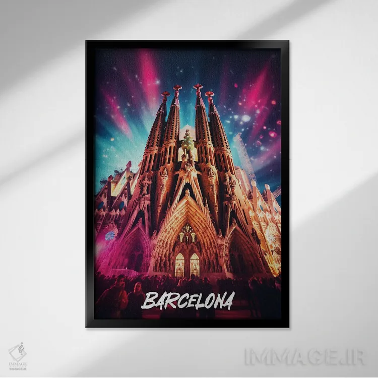 تابلو دکوراتیو بارسلون فانتزی اثر دورو آرت - نمای قابدار مشکی